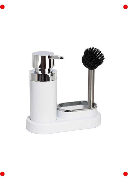 Sıvı Sabunluk ve Fırça Mutfak Seti, Beyaz