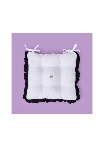 Soft Nora Sandalye Minderi - Beyaz / Siyah - 40X40 cm