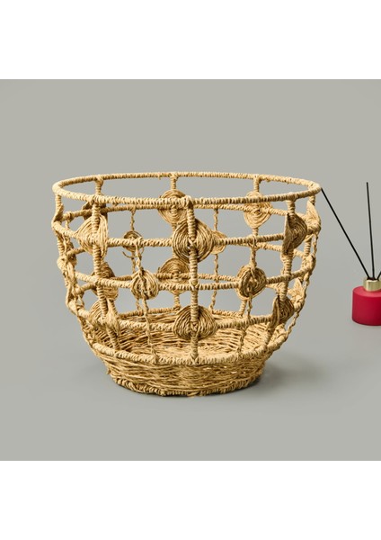 Living Sun Madness Örgü Dekoratif Sepet - Bej - 35X25 cm fiyatları