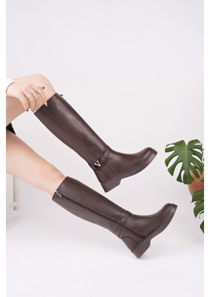 Date Kadın Kahverengi Toka Detaylı Çizme modelleri