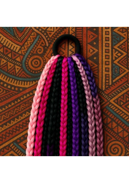 Renkli Örgülü Saç Tokası-Kadın Örgü Saç Tokası-Pembe Mor Siyah Örgülü Toka modelleri