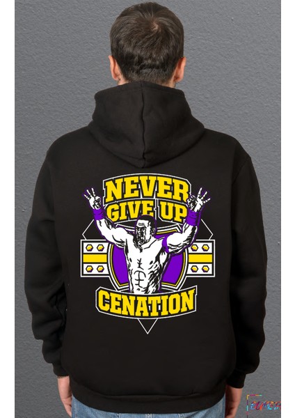 John Cena Never Give Up Motivasyon Sweetshirt Unisex Kapüşonlu Hoodie