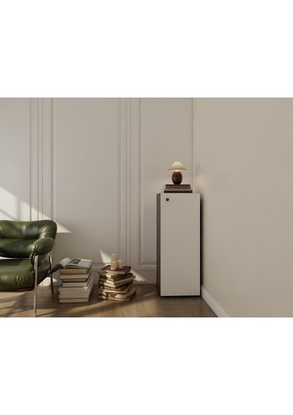 1 Kapaklı Çok Amaçlı Dolap Antrasit Beyaz
