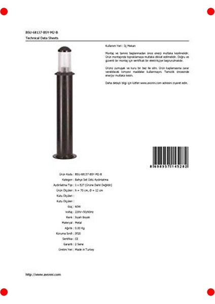 Dış Mekan Duvar Lambası - Siyah (E27, 12CM) fiyatları