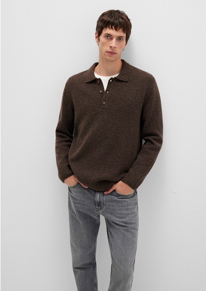 Yün Karışımlı Kahverengi Triko Polo 0710255-70251