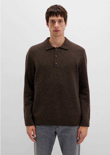 Yün Karışımlı Kahverengi Triko Polo 0710255-70251