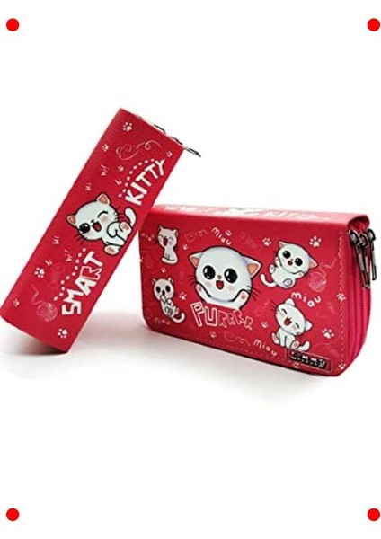 Sevimli Kedi Desenli Kalem Kutusu Üç Bölmeli fiyatları