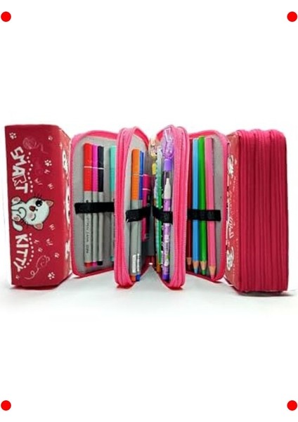 Sevimli Kedi Desenli Kalem Kutusu Üç Bölmeli indirimleri