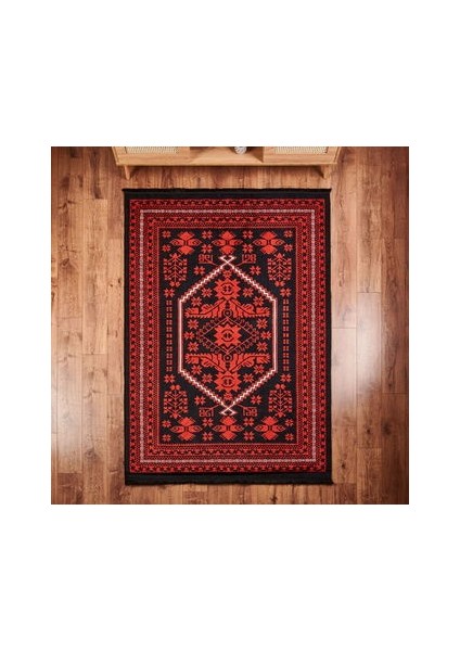 Soft Ruby Afgan Desenli Halı - Kırmızı - 160X230 cm