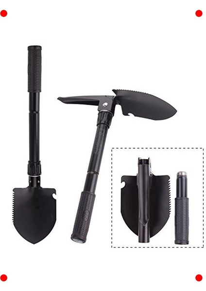 Çok Fonksiyonlu Katlanır Kamp Küreği - Pusulalı