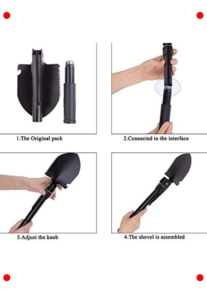 Çok Fonksiyonlu Katlanır Kamp Küreği - Pusulalı fırsatları