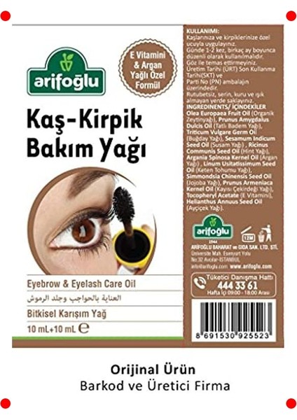 Kaş ve Kirpik Bakım Yağı (20 Ml) - Ayrı Aplikatörlü fırsatları