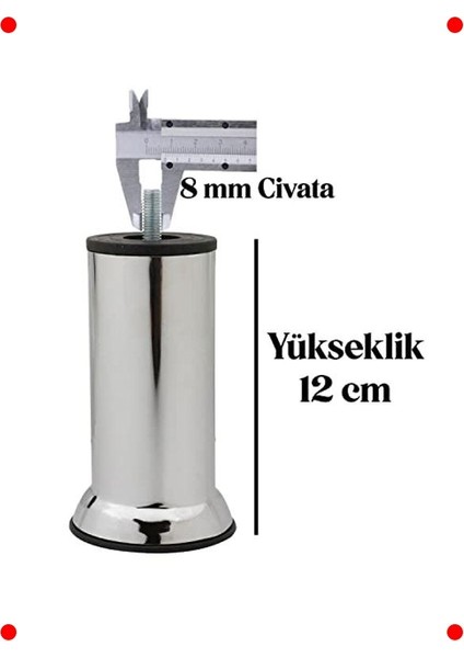 Mobilya Destek Ayağı Seti - Krom Kaplama 12 cm (12 Adet) fiyatları
