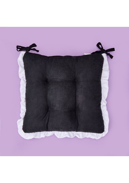 Soft Nora Sandalye Minderi - Siyah / Beyaz - 40X40 cm