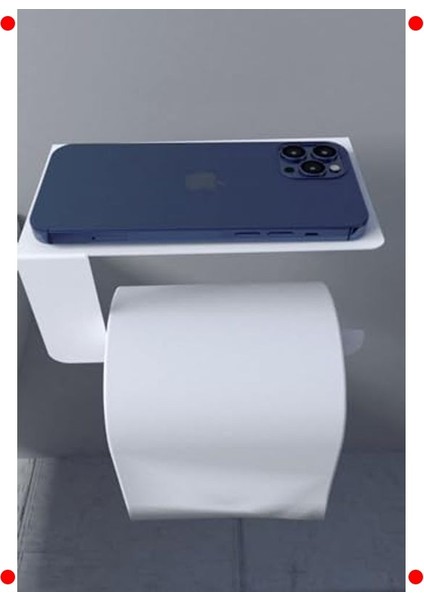 Metal Beyaz Tuvalet Kağıtlık - Telefon Raflı