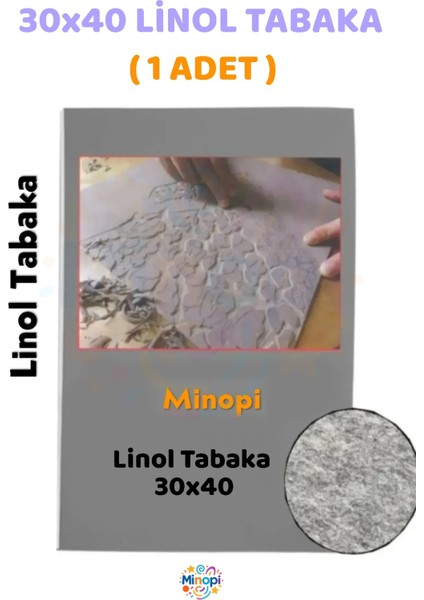 ( 1 Adet ) Linol Tabaka Levha 2,5 mm A3 - 30X40 Boyutunda Linol Gri