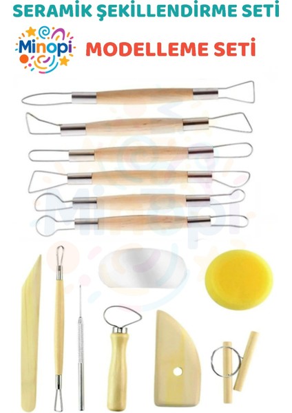 Seramik Başlangıç Seti Oyma Şekillendirici Set 14 Parça Set Kil Çömlek Şekillendirici
