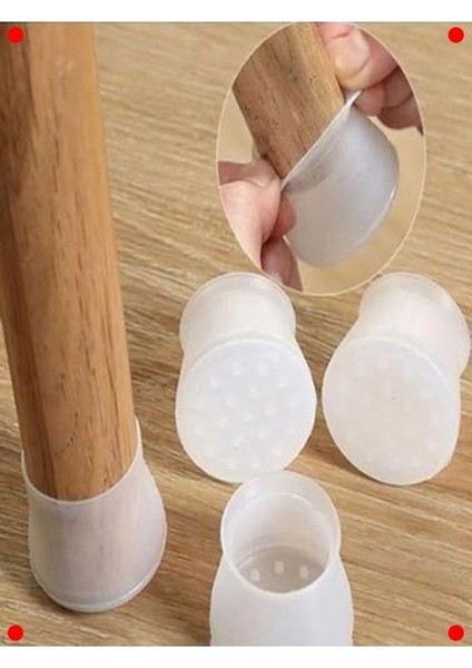 Silikon Sandalye Ayak Koruyucu - Ses Önleyici (12 Adet Beyaz)