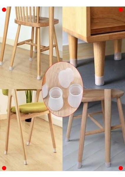 Silikon Sandalye Ayak Koruyucu - Ses Önleyici (12 Adet Beyaz) modelleri