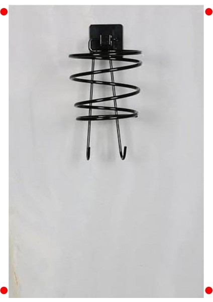 Siyah Kare Yapışkanlı Fön Makinesi Askısı