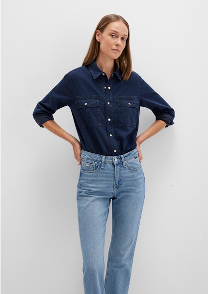 Nia Gold Premium Mürekkep Mavi Jean Gömlek 1211137-90540