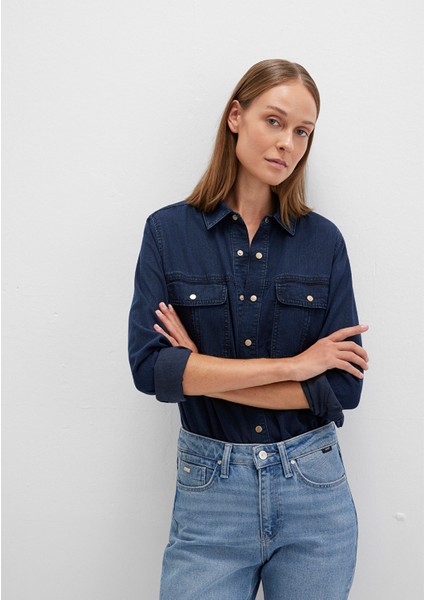 Nia Gold Premium Mürekkep Mavi Jean Gömlek 1211137-90540