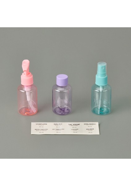 Seyahat Tipi Kozmetik Dolum Seti - Renkli - 14X14 cm