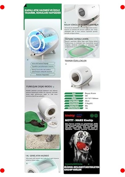 Akıllı Otomatik Kedi Tuvaleti - 14L Atık Hazneli modelleri