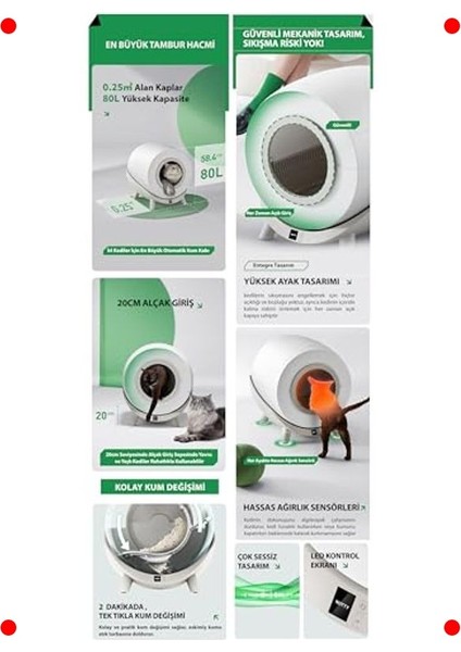 Akıllı Otomatik Kedi Tuvaleti - 14L Atık Hazneli fırsatları