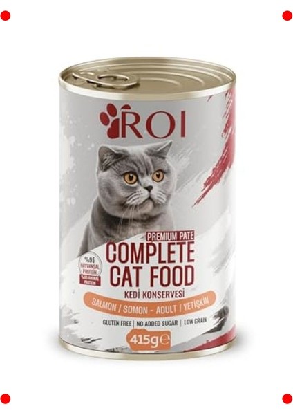 Somonlu Yetişkin Kedi Konservesi 12X415G, %95 Protein fiyatları