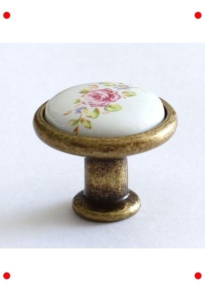 Çiçekli Porselen Düğme Kulp (Mobilya/dolap)
