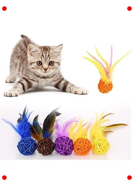 Rattan Peluş Çıngıraklı Top Evcil Hayvan Oyuncağı - 2'li