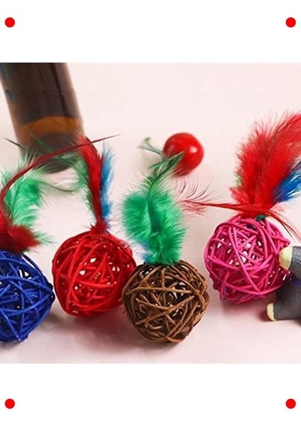 Rattan Peluş Çıngıraklı Top Evcil Hayvan Oyuncağı - 2'li fırsatları
