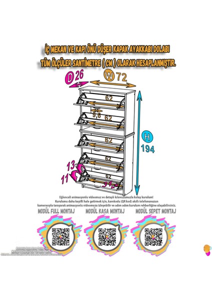 Verve Asma Kapı Önü 72X 194 X26 Cm’lik 5 Düşer Kapak 10 Göz Bölmeli Ayakkabılık fiyatları