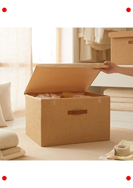 Jüt Kapaklı Saklama Kutusu 48X40X30 cm fırsatları
