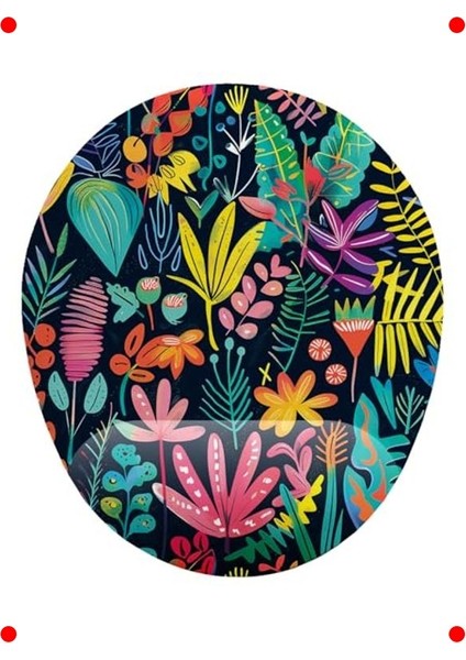 Ergonomik Tropikal Çiçekli Bilek Destekli Mouse Pad