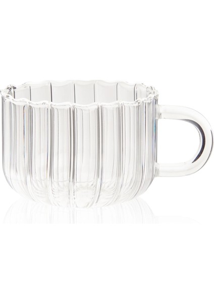 Çizgili Isıya Dayanıklı Cam Kupa - Şeffaf - 250 ml