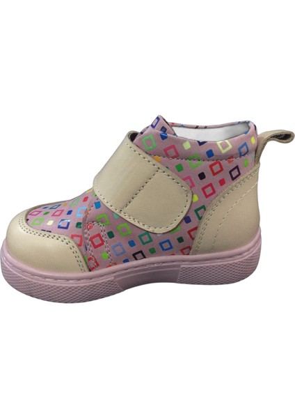 1001 Ridente Pudra Gül Kurusu Baskı Bebe Kız Çocuk Bot % 100 Deri Kalın Tek Cırtlı modelleri