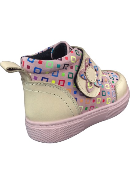 1001 Ridente Pudra Gül Kurusu Baskı Bebe Kız Çocuk Bot % 100 Deri Kalın Tek Cırtlı fırsatları