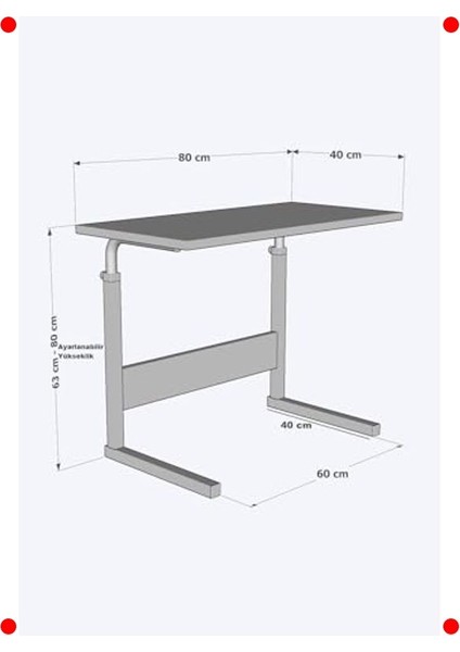 Yükseklik Ayarlı Çok Amaçlı Çalışma & Yemek Masası (80X40) fiyatları