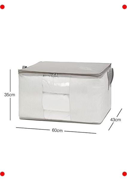 Büyük Boy Pencereli Saklama Hurcu | Gri Çizgili (60X43X35 Cm) fiyatları