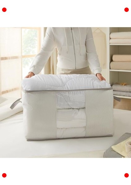 Büyük Boy Pencereli Saklama Hurcu | Gri Çizgili (60X43X35 Cm) indirimleri