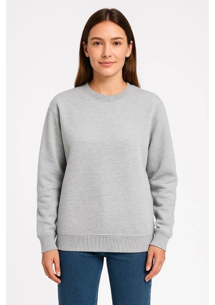 Kadın Üç Iplik Düz Bisiklet Yaka Sweatshirt - Gri fiyatları