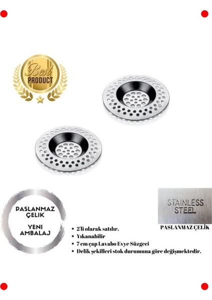 Paslanmaz Lavabo Süzgeci ve Küvet Tıkacı Seti (2 Adet) fiyatları