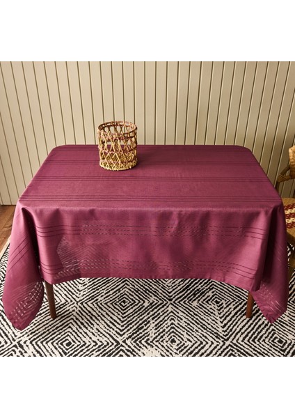 Soft Jakarlı Dokuma Masa Örtüsü - Mürdüm - 160X220 cm