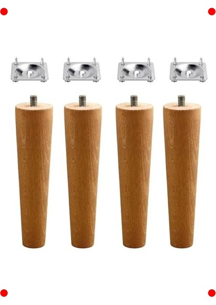 4'lü Ahşap Mobilya Ayağı Seti (15 Cm, M8 Civatalı)
