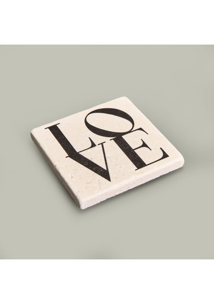 Kitchen Love Taş Bardak Altlığı - Renkli - 10X10 cm
