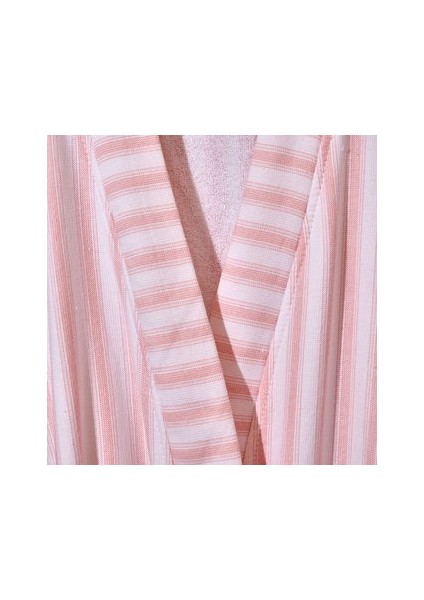 Soft Kimono Çizgili Kadın Bornoz - Beyaz / Pembe - L / Xl fiyatları