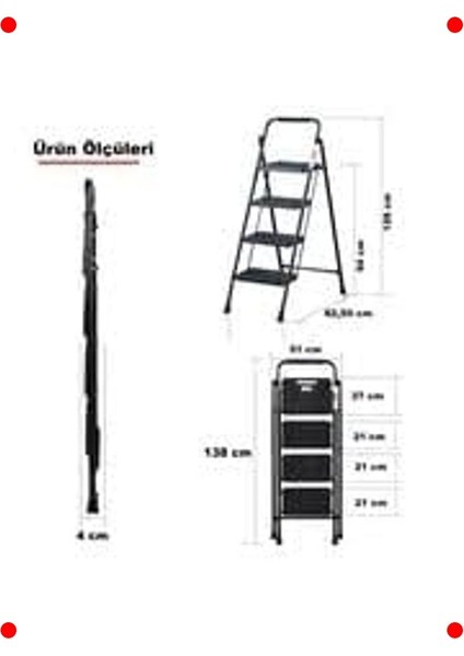 Katlanabilir 4 Basamaklı Ev Merdiveni fırsatları