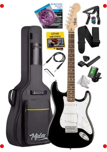 Gül Klavyeli Strat Tipi Elektro Gitar Seti - Sss Manyetik